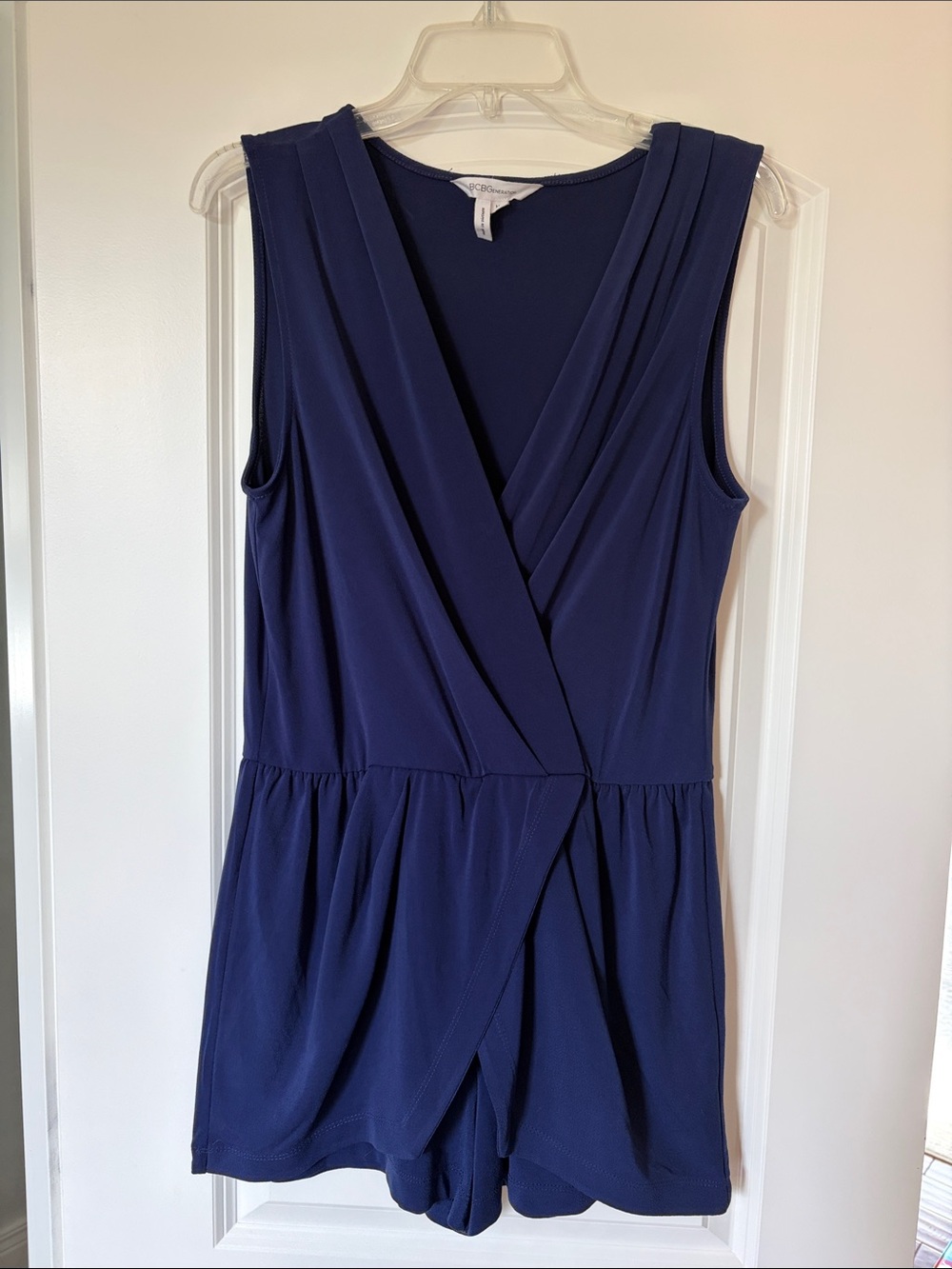 BCBGeneration Navy Sleeveless Wrap Romper